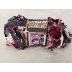 New Bernat Boa Yarn BLACK BURGUNDY #46105 Multicolor Purple White‎ Black